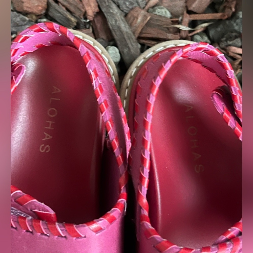 ALOHAS Barrel Slingback Sandal in Red/Pink 37 dad sandals leather woven - Picture 7 of 10